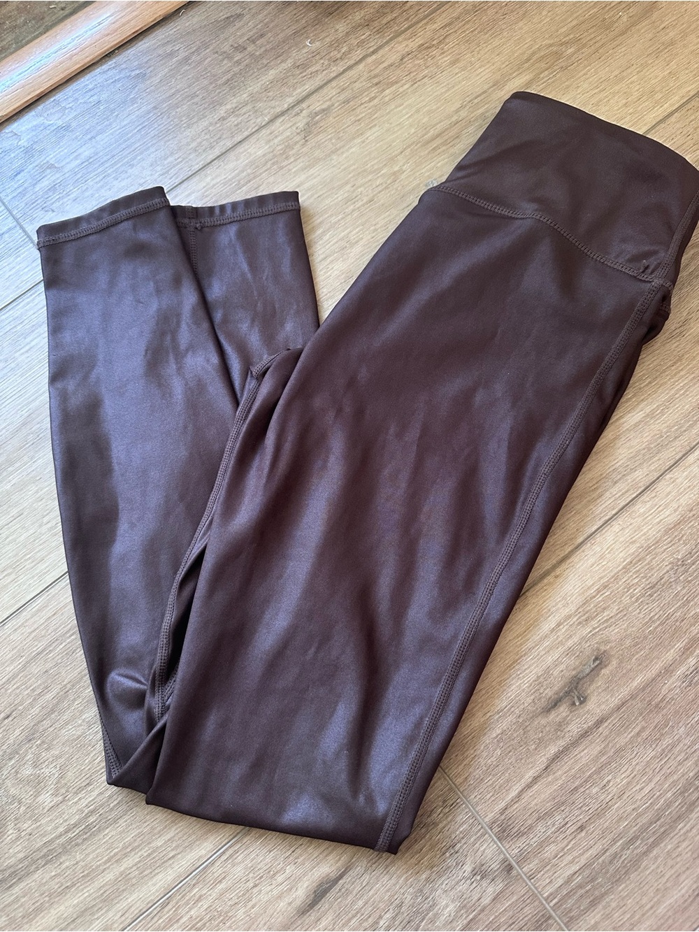Fabletics Chocolate Brown Faux-Leather Leggings